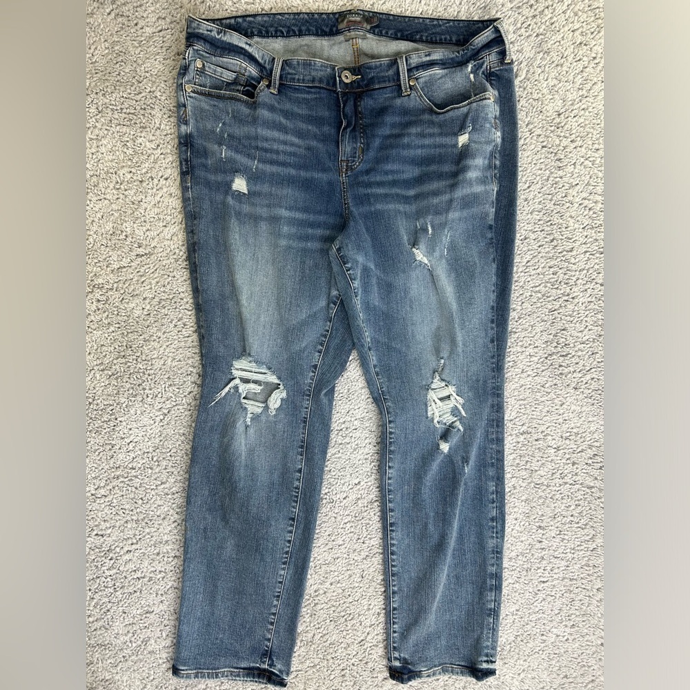 Torrid Jeans Womens 20 Boyfriend Straight Vintage Stretch Distressed Holes